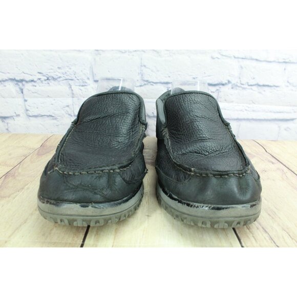 LL Bean All Week Men's Black Leather Slip On Moccasin Slipper Shoes Size 11 M - Picture 4 of 9